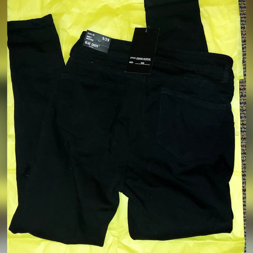Blue Savy Denim Black  Push Up Ankle High Rise 9/29